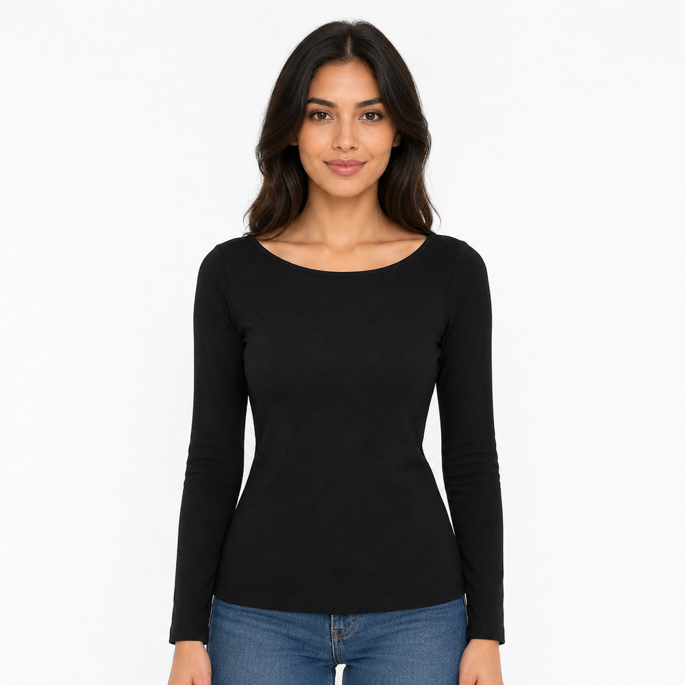 Buck Mason Surplus Rib Bateua Neck Top Womens Small Black Ribbed Neutral NWT
